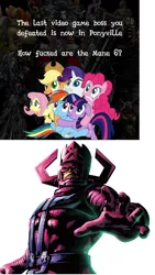 Size: 556x983 | Tagged: applejack, derpibooru import, fluttershy, galactus, pinkie pie, rainbow dash, rarity, safe, twilight sparkle, ultimate marvel vs capcom 3, video game boss