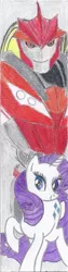 Size: 400x1595 | Tagged: artist:metalchick36, bookmark, crossover, derpibooru import, knock out, rarity, safe, transformers, transformers prime