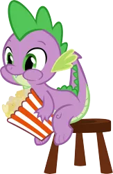 Size: 4920x7544 | Tagged: absurd resolution, artist:freak0uo, derpibooru import, dragon, popcorn, safe, simple background, sitting, spike, stool, too many pinkie pies, transparent background, vector