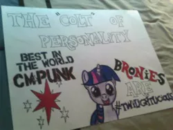 Size: 600x450 | Tagged: artist:crazedwhitedude, cm punk, derpibooru import, safe, sign, twilight sparkle, wwe