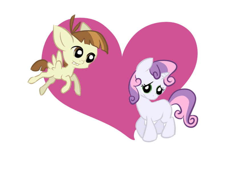 Size: 1024x768 | Tagged: artist:elsendor, derpibooru import, featherbelle, featherweight, female, male, safe, shipping, straight, sweetie belle