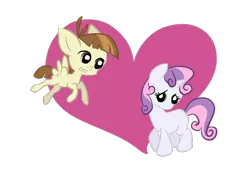 Size: 1024x768 | Tagged: artist:elsendor, derpibooru import, featherbelle, featherweight, female, male, safe, shipping, straight, sweetie belle