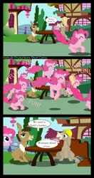 Size: 5277x10000 | Tagged: safe, artist:hatbulbproductions, derpibooru import, cranky doodle donkey, matilda, pinkie pie, donkey, earth pony, pony, absurd resolution, comic, crankilda, fun fun fun, ponyville