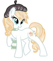 Size: 900x1045 | Tagged: safe, artist:miss-vani, derpibooru import, oc, unofficial characters only, earth pony, pony, baguette, beret, bread, clothes, female, food, french, mare, scarf