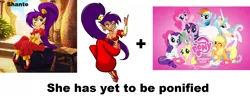 Size: 1404x537 | Tagged: safe, derpibooru import, genie, pony, belly button, cleavage, exploitable meme, female, make it happen, midriff, shantae