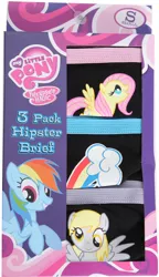 Size: 760x1320 | Tagged: safe, derpibooru import, official, derpy hooves, fluttershy, rainbow dash, pony, black underwear, clothes, cutie mark, cutie mark underwear, hipster, hot pants, hot topic, irl, merchandise, panties, photo, pony print underwear, underwear