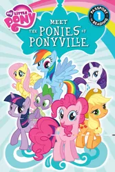 Size: 1067x1600 | Tagged: applejack, book, cover, derpibooru import, fluttershy, mane seven, meet the ponies of ponyville, merchandise, my little pony logo, official, pinkie pie, rainbow dash, rarity, safe, spike, stock vector, twilight sparkle
