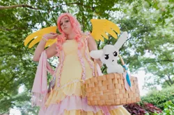 Size: 960x639 | Tagged: angel bunny, artist:ayeavast, cosplay, derpibooru import, fluttershy, human, irl, irl human, photo, picnic, safe