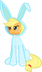 Size: 1222x2059 | Tagged: applejack, artist:dbapplejack, blushing, bunny costume, bunnyjack, bunny pajamas, clothes, cute, derpibooru import, safe, simple background, sitting, solo, transparent background, vector