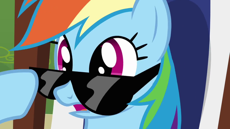 Size: 1280x720 | Tagged: derpibooru import, rainbow dash, safe, screencap, sunglasses