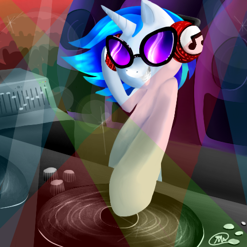 Size: 500x500 | Tagged: safe, artist:mc10215, derpibooru import, vinyl scratch, turntable