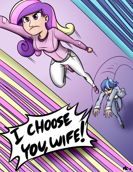 Size: 1041x1347 | Tagged: artist:megasweet, artist:trelwin, derpibooru import, epic wife tossing, fastball special, female, human, humanized, male, parody, pokémon, princess cadance, safe, shining armor, shiningcadance, shipping, straight