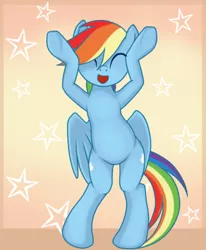 Size: 330x400 | Tagged: safe, artist:rainbow, derpibooru import, rainbow dash, pegasus, pony, abstract background, animated, animated png, bipedal, caramelldansen, cute, dancing, dashabetes, eyes closed, female, mare, open mouth, simple background, solo, stars