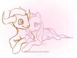 Size: 500x374 | Tagged: ambigious shipping, artist:mylittlehomestuck, derpibooru import, fluttershy, homestuck, ponified, safe, tavroshy, tavros nitram