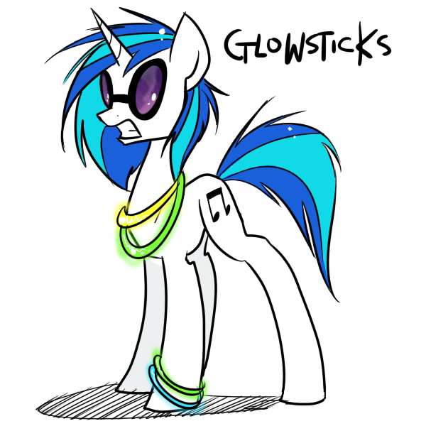 Size: 600x600 | Tagged: safe, artist:nastylady, derpibooru import, vinyl scratch, glowstick, solo