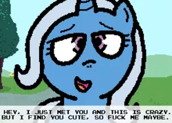 Size: 500x355 | Tagged: suggestive, artist:pokehidden, derpibooru import, trixie, pony, unicorn, bedroom eyes, call me maybe, female, implied sex, looking at you, mare, solo, solo female, vulgar