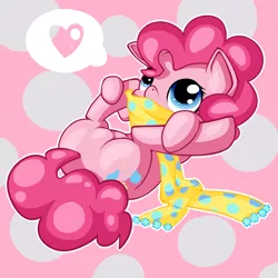 Size: 1000x1000 | Tagged: artist:pinkieinprivate, clothes, cute, derpibooru import, edit, featureless crotch, heart, pinkie pie, scarf, suggestive