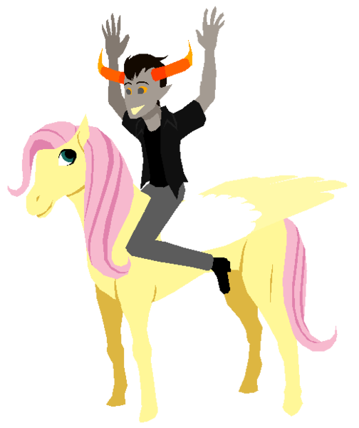 Size: 521x620 | Tagged: crossover, derpibooru import, fluttershy, homestuck, safe, tavroshy, tavros nitram