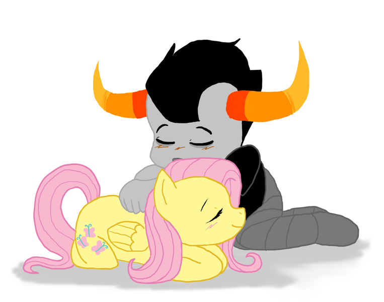 Size: 900x708 | Tagged: crossover, derpibooru import, fluttershy, homestuck, safe, tavroshy, tavros nitram