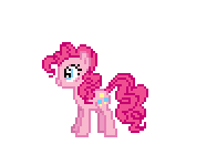 Size: 196x130 | Tagged: safe, artist:deathpwny, derpibooru import, pinkie pie, earth pony, pony, a friend in deed, animated, cake, desktop ponies, party cannon, pixel art, simple background, solo, sprite, transparent background