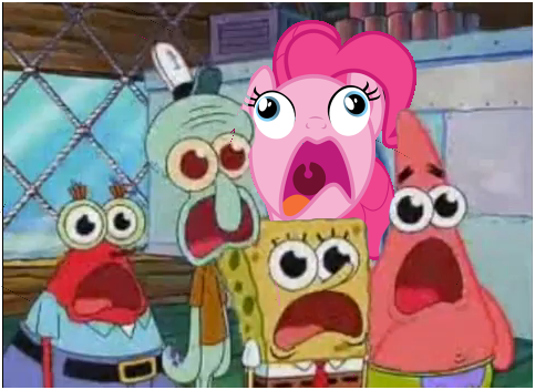 Size: 483x352 | Tagged: safe, derpibooru import, edit, pinkie pie, earth pony, pony, 1000 years in photoshop, crossover, derp, faic, female, funny, image, krusty krab, looking at you, mare, mr. krabs, open mouth, patrick star, pinkie frogmouth, png, pressure, silly face, spongebob squarepants, spongebob squarepants (character), squidward tentacles