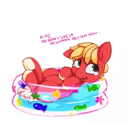 Size: 1087x1059 | Tagged: safe, artist:zonkpunch, derpibooru import, big macintosh, earth pony, pony, colt, kiddie pool, male, stallion