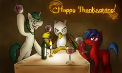 Size: 1024x613 | Tagged: safe, derpibooru import, oc, unofficial characters only, gryphon, griffon oc, thanksgiving, wine