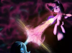 Size: 4000x2950 | Tagged: artist:kobaloi, derpibooru import, fight, safe, trixie, twilight sparkle