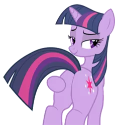 Size: 990x1083 | Tagged: suggestive, derpibooru import, twilight sparkle, unicorn, bedroom eyes, butt, kiss my ass, look at my ass, plot, show accurate, simple background, solo, transparent background, twibutt, unicorn twilight, vector