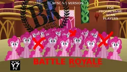 Size: 640x360 | Tagged: safe, derpibooru import, edit, edited screencap, screencap, pinkie pie, earth pony, pony, too many pinkie pies, battle royale, clone, female, mare, multeity, pinkie clone, pinkie genocide, tara strong, too much pink energy is dangerous, tv rating, tv-y7