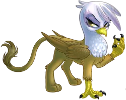 Size: 1099x875 | Tagged: safe, artist:kittehkatbar, derpibooru import, gilda, gryphon, female, leg fluff, looking at you, raised claw, simple background, solo, transparent background