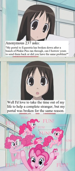 Size: 714x1618 | Tagged: ask, azumanga daioh, comic, derpibooru import, fun fun fun, kasuga ayumu, osaka, pinkie pie, safe, tumblr