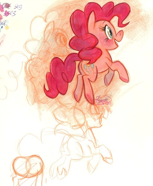 Size: 800x973 | Tagged: safe, artist:frostadflakes, derpibooru import, pinkie pie, sketch, solo, traditional art