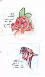 Size: 467x800 | Tagged: safe, artist:frostadflakes, derpibooru import, spike, twilight sparkle, teasing, traditional art, vulgar