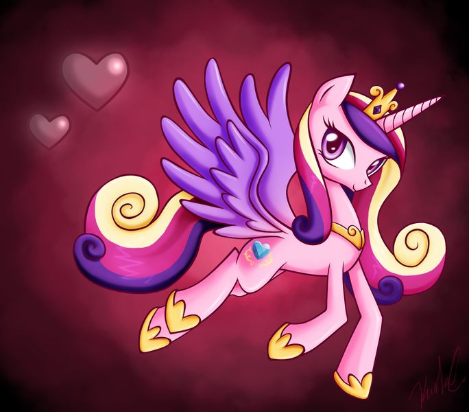 Size: 1064x934 | Tagged: safe, artist:sanraia, derpibooru import, princess cadance, alicorn, pony, cute, female, heart, looking at you, mare, solo