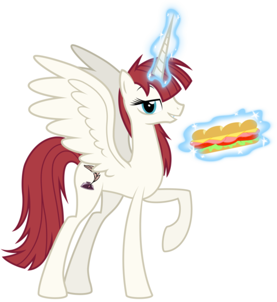 Size: 800x872 | Tagged: derpibooru import, lauren faust, oc, oc:fausticorn, safe, sandwich, simple background, solo, transparent background, unofficial characters only
