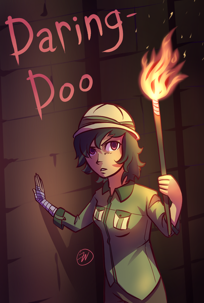 Size: 969x1438 | Tagged: artist:7nights, daring do, dark, derpibooru import, fire, humanized, safe, torch