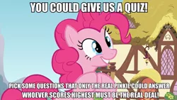 Size: 960x540 | Tagged: safe, derpibooru import, edit, edited screencap, screencap, pinkie pie, earth pony, pony, too many pinkie pies, alternate ending, female, hooves together, image macro, mare, solo