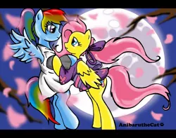 Size: 900x710 | Tagged: safe, artist:anibaruthecat, derpibooru import, fluttershy, rainbow dash, female, flutterdash, lesbian, rurouni kenshin, shipping