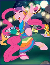 Size: 638x825 | Tagged: safe, artist:bunnimation, derpibooru import, apple bloom, carrot top, derpy hooves, golden harvest, pinkie pie, rainbow dash, scootaloo, sweetie belle, pegasus, pony, :3, cutie mark crusaders, dancing, female, gypsy magic, gypsy pie, image, mare, png, romani, wingboner