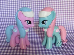 Size: 652x485 | Tagged: safe, artist:amandkyo-su, derpibooru import, aloe, lotus blossom, pony, brushable, custom, irl, photo, spa twins, toy