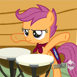 Size: 350x350 | Tagged: animated, bongos, cute, derpibooru import, drums, one bad apple, safe, scootaloo, screen shake, song of my people