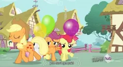 Size: 638x347 | Tagged: apple bloom, applejack, caption, derpibooru import, edited screencap, one bad apple, safe, scootaloo, screencap, sweetie belle, youtube caption