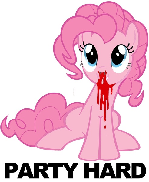 Size: 948x1156 | Tagged: semi-grimdark, derpibooru import, pinkie pie, earth pony, pony, andrew w.k., blood, female, i get wet, mare, nosebleed, parody, party hard, solo