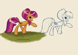 Size: 900x637 | Tagged: artist:caakes, concept art, derpibooru import, g3, official, safe, scootaloo, what could have been