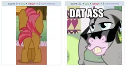 Size: 533x285 | Tagged: babs seed, cletus, daisy, dat butt, derpibooru import, exploitable meme, fake juxtaposition win, flower wishes, glasses, implied foalcon, juxtaposition, juxtaposition win, meme, mule, one bad apple, plot, suggestive