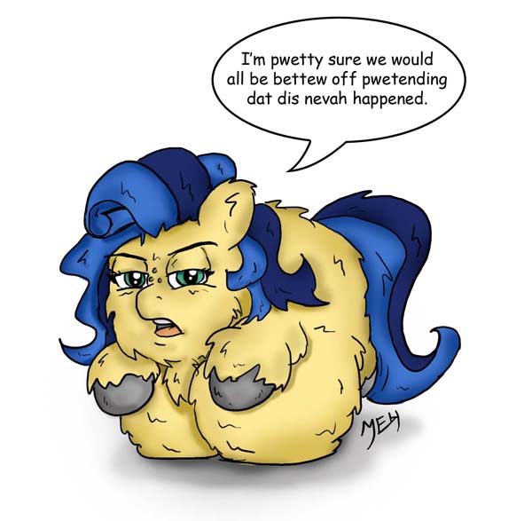 Size: 600x587 | Tagged: questionable, artist:meh, derpibooru import, oc, oc:milky way, unofficial characters only, fluffy pony, pony, crotchboobs, female, fluffy pony original art, impossibly large crotchboobs, mare, nudity, solo, solo female, why