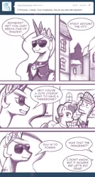 Size: 650x1213 | Tagged: suggestive, artist:johnjoseco, derpibooru import, carrot cake, cup cake, princess celestia, alicorn, pony, ask princess molestia, princess molestia, ask, comic, sunglasses, tumblr