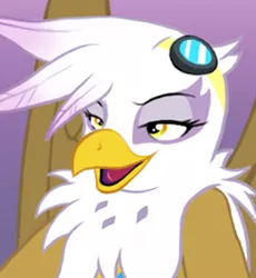 Size: 303x329 | Tagged: artist needed, safe, derpibooru import, gilda, gryphon, bedroom eyes, bust, female, image, open mouth, pleased, png, satisfied, smiling, solo