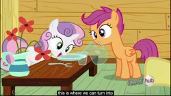 Size: 1920x1080 | Tagged: caption, derpibooru import, edited screencap, one bad apple, safe, scootaloo, screencap, sweetie belle, youtube caption